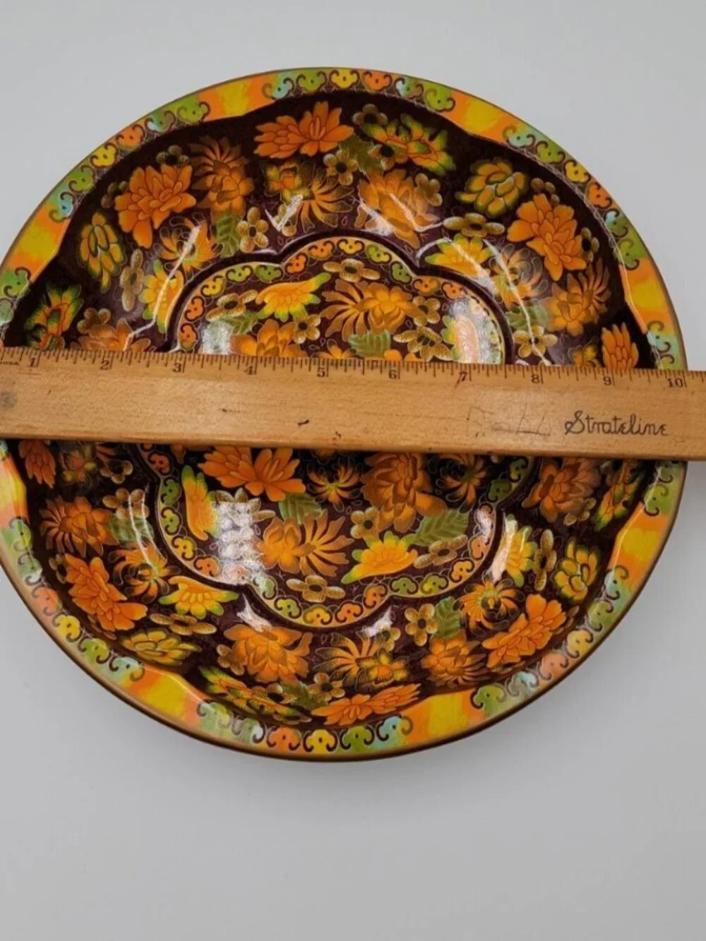 Vintage Daher England 1971 Metal Tin Round Bowl Tray Platter 10 1/4